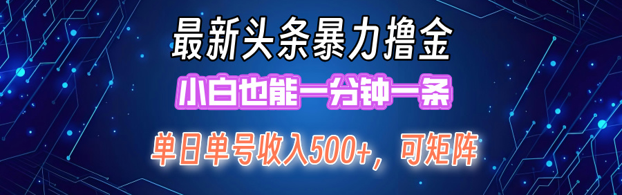 最新头条撸金，小白也能一分钟一条-零点科技