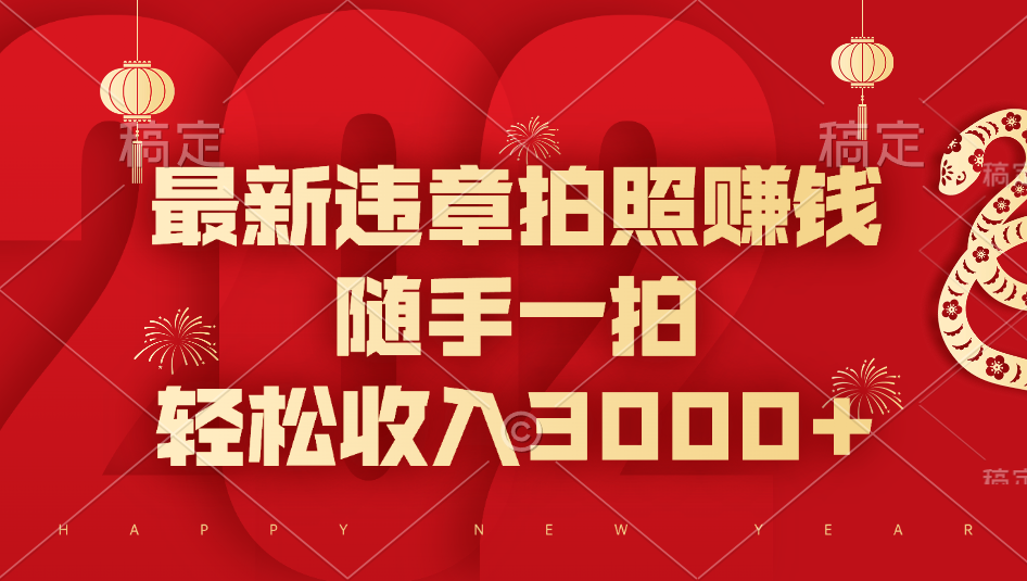 最新违章拍照赚钱，随手一拍，轻松收入3000+-零点科技