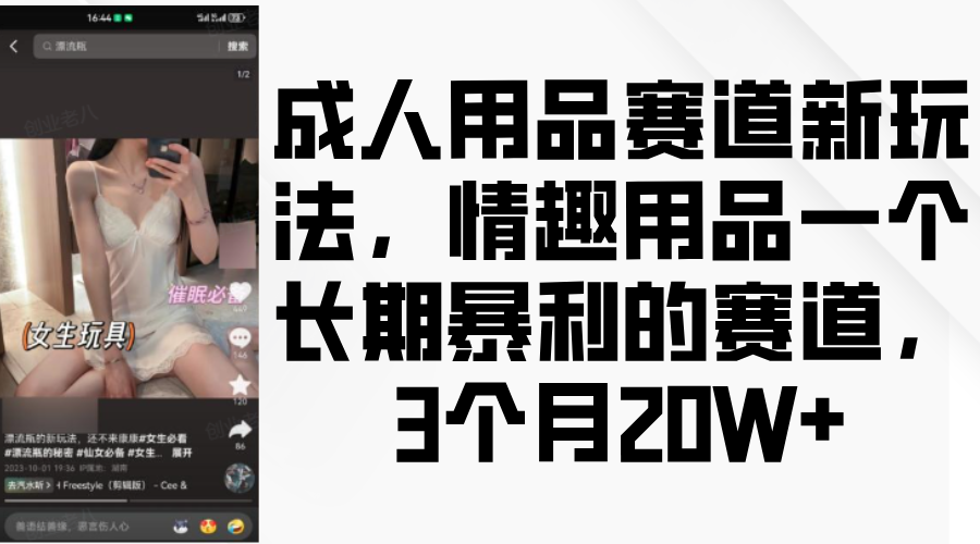 情趣用品一个长期暴利的赛道，成人用品赛道新玩法，3个月20W+-零点科技