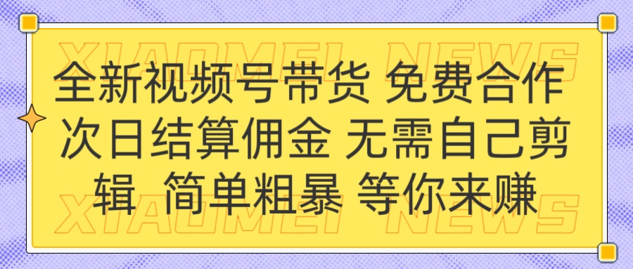 全新视频号 免费合作 佣金次日结算 无需自己剪辑-零点科技