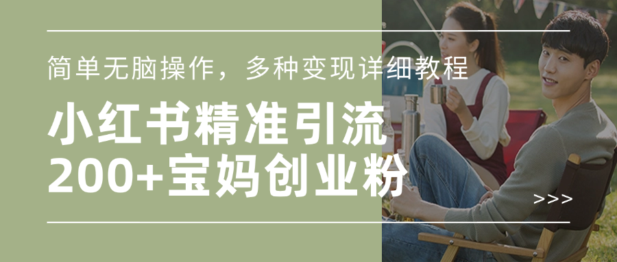 小红书精准日引200+宝妈创业粉，简单无脑操作，多种变现详细教程-零点科技