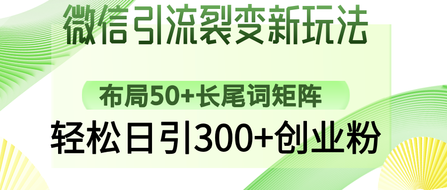 微信引流裂变新玩法：布局50+长尾词矩阵，轻松日引300+创业粉-零点科技