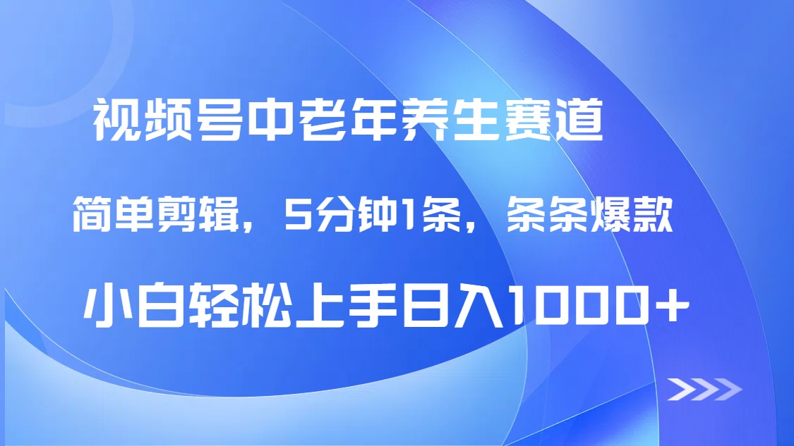 DeepSeek+既梦做视频号中老年养生赛道，条条爆款5分钟1条，轻松日入1000+-零点科技