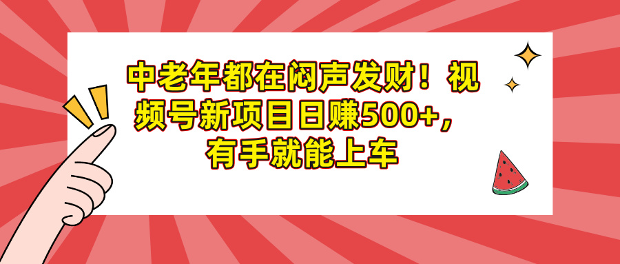 中老年都在闷声发财！视频号新项目日赚500+，有手就能上车-零点科技